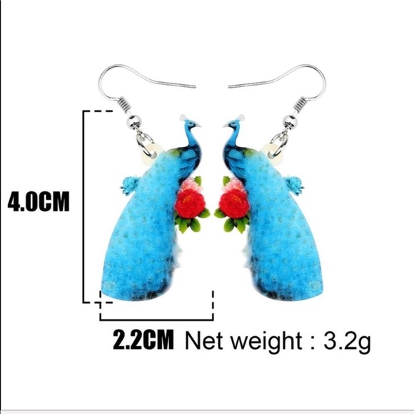 Peacock Acrylic Earrings - Picture 5 of 5